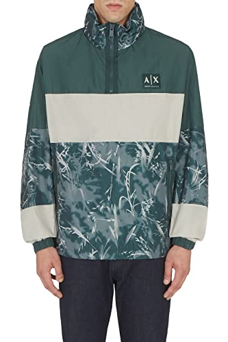 Armani Exchange Męska kurtka Camo Anorak Jacket, Green G/Lon.Fog/G.GA, bardzo mała, Zielony G/Lon.fog/G.ga, XS