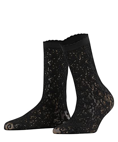 FALKE Kobiety Skarpety Love Macramé 30 DEN W SO Nylon kryjące z wzorem 1 Para, Czarny (Black 3009), 35-38