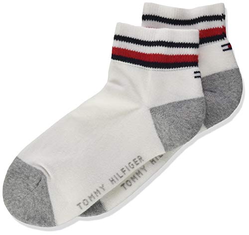 Tommy Hilfiger Męskie skarpety Th Kids Iconic Sports Quarter, 2 pary, białe, 35-38 EU, biały, 35-38 EU