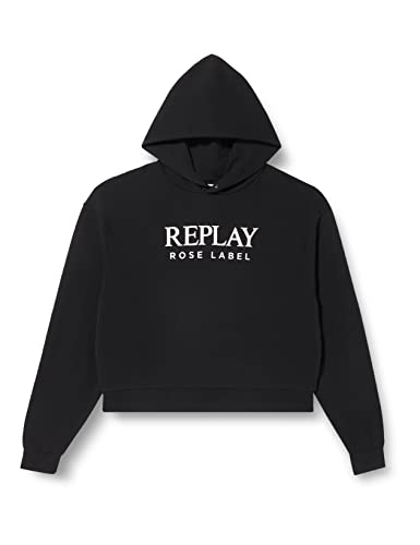 Replay Damska bluza z kapturem W3711C, 098 czarny, L