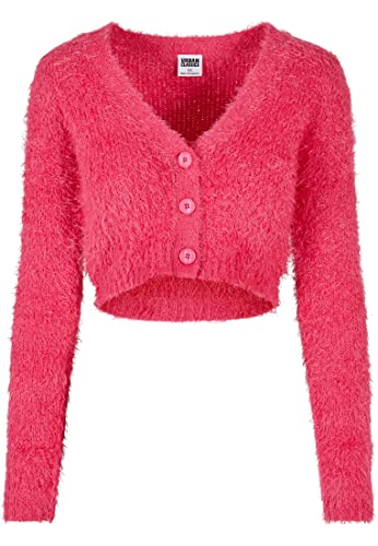 Urban Classics Damski kardigan z dzianiny z piórami, Hibiskus Pink, 3XL