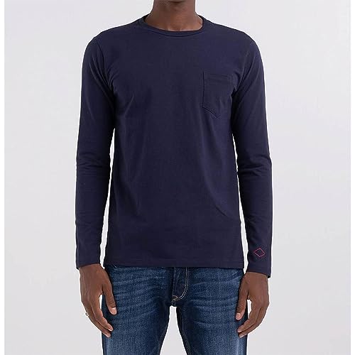 Replay Męska koszulka z długim rękawem, krój regular slim fit, 088 Deep Blue, XL