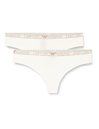 Emporio Armani Stringi damskie, 2 sztuki, Cream Printed/Solid, XS