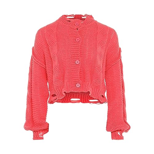 myMo Damski jednorzędowy kardigan z dzianiny koralowy M/L, koralowy, M