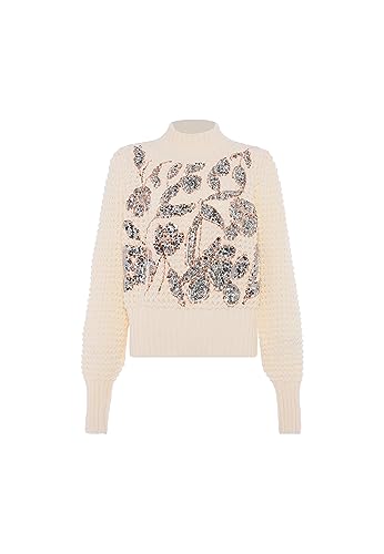 faina Damski sweter z dzianiny z cekinami WOLLBIAŁY rozmiar M/L, biały (wollweiss), XL