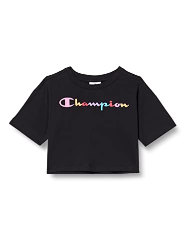 Champion Dziewczęca Legacy American Classics Croptop Oversized S/S Logo T-Shirt, czarny, 3-4 Lata