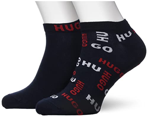 HUGO Męskie skarpetki 2P AS LOGOALLOVER CC Ankle_Socks, Dark Blue401, 43-46, Dark Blue401, 43-46