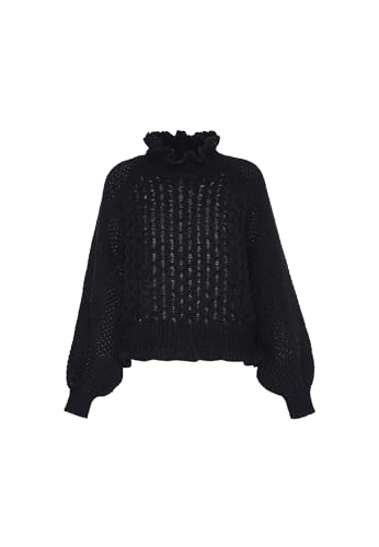 faina Fried Dough Twists damski sweter z rękawami z agarinową krawędzią, czarny, rozmiar XL/XXL, czarny, XL