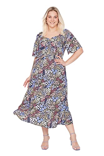 Trendyol Curve Plus Size Sukienka - Granatowy, czarny, 56 Stor