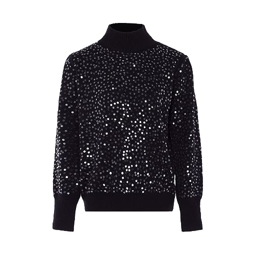 Nascita Damski cienki top z dzianiny ze stójką i cekinami poliester CZARNY rozmiar XL/XXL, czarny, XL