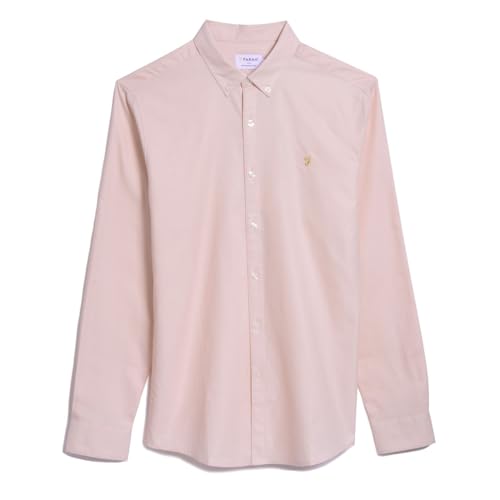 Farah Męska koszula bawełniana Oxford Brewer Slim Fit, różowy, L