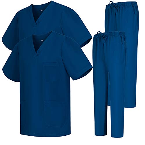 MISEMIYA - Opakowanie x 2 szt. - zestaw do szorowania mundurów unisex - mundurek medyczny z topem i spodniami - Ref.2-8178, Granatowy 68, S