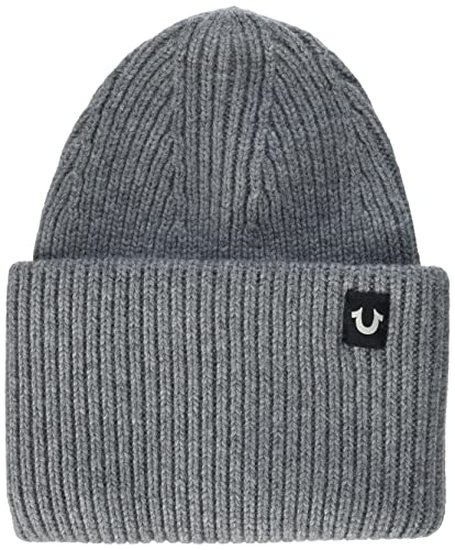 True Religion Damska czapka beanie, Szary Melanż, Rozmiar uniwersalny