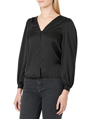 Vila Damska bluzka z dekoltem w serek, rozmiar L/S/SU-NOOS, czarna, 42, czarny, 42