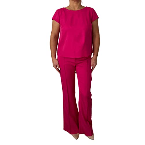 Spodnie z Crease Flared Spodnie Victoria Rosehill, rozmiar 42, różowy, fuksja, eleganckie spodnie damskie, różowy, fuksja, 42