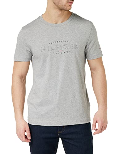 Tommy Hilfiger Koszulka męska Hilfiger Curve Logo Tee S/S, jasnoszary wrzos, XXL