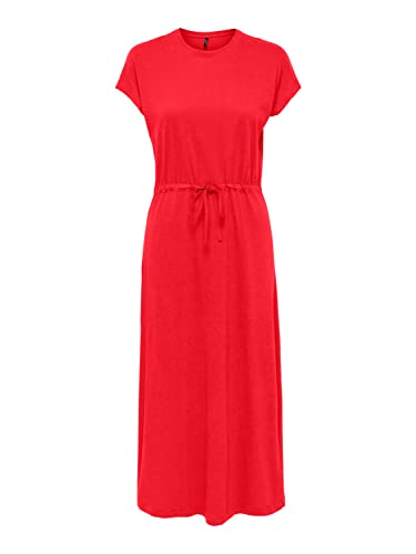 ONLY Women's ONLMAY S/S Dress Box JRS sukienka midi, High Risk Red, S, czerwony (high risk red), S