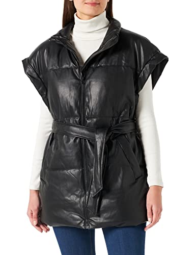 PIECES Damska kamizelka Pcadela Pu Tie Belt Waistcoat, czarny, M