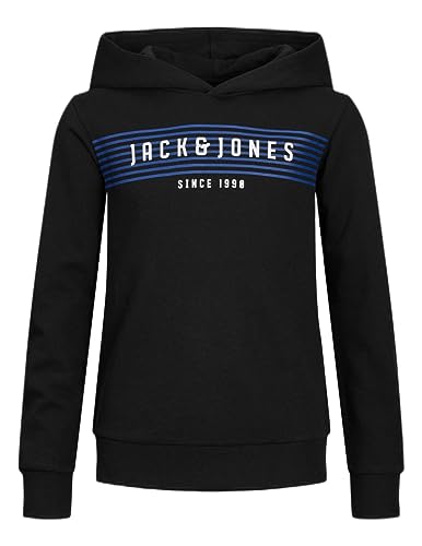 JACK&JONES JUNIOR Chłopięca bluza z kapturem Jcoplanet Sweat Hood FST Jnr, czarny, 152