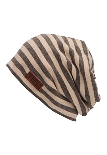 Sterntaler Chłopięca czapka beanie w paski Slouch, szara, 47