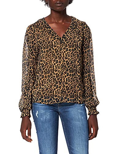 Vila Damska bluzka Viamione V-neck L/S Top/Su - Noos, Tigers Eye/Aop:lia, 42 PL