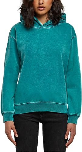 Urban Classics Damska bluza z kapturem Ladies Stone Washed Hoody watergreen 4XL, zielony, 4XL