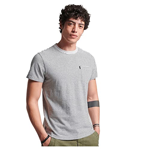 Superdry Vintage Stripe tee Koszula męska, Glacier Grey Marl/Asphalt Grit, S