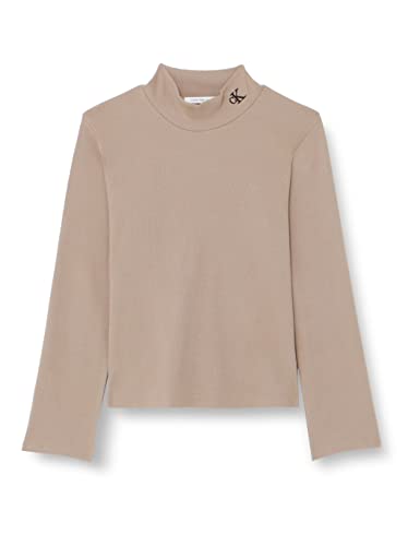 Calvin Klein Damskie topy z dzianiny Plus Rib Mock Neck L/S, Perfect Taupe, 3XL