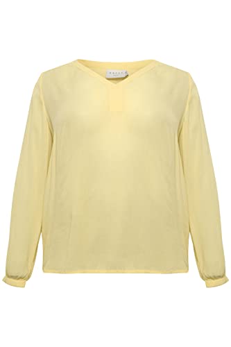 Kaffe Curve Plus Size Damska bluzka z długim rękawem V-Neck Regular Fit Rounded Hem, Łopatka Banana
