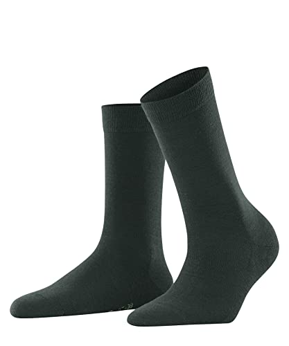 FALKE Damskie skarpety softmerino wełna merynosów bawełna czarny szary więcej kolorów damskie cienkie lekkie ciepłe gładkie skarpety do łydki na lato lub zimę do pracy lub na co dzień 1 para, Zielony