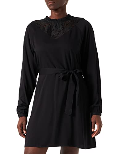 Vila Sukienka damska Visuvita L/S Lace Dress/SU-NOOS, czarna, 34, czarny, 34