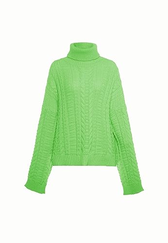 myMo Damski sweter z golfem Twist, modny sweter, limonkowy, M/L, Limette, M