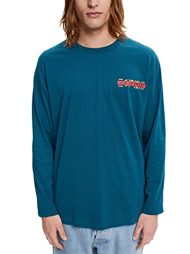 ESPRIT Męski t-shirt 112EE2K308, 460/DARK Turquoise, L