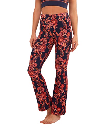 Joe Browns Damskie legginsy Sloe Joes Sustainable wyróżniające się kwiaty z wysokim stanem rozkloszowane bawełniane spodnie do jogi, Wielokolorowy, 40