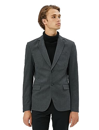 Koton Męska kurtka z podwójną kieszenią na guziki, Anthracite (931), 52