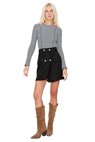 Trendyol Damska damska mini spódnica z dzianiny o linii A, czarna, XL, Czarny, XL