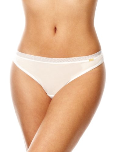 Gossard Damskie błyszczące stringi, biały, L