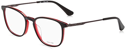 Police VPLD07 Okulary, Red W/Shiny Czarny Top, 52 dla Mężczyzn, Red W/Shiny Black Top, 52