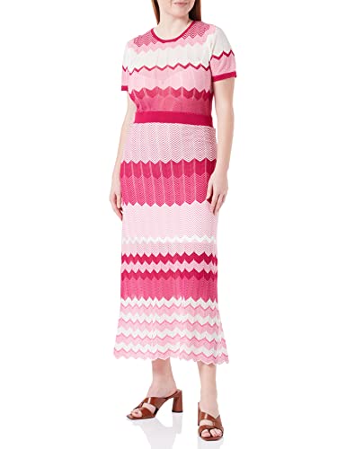 Morgan Damska sukienka sweter z nadrukiem szewronu RMRAYA ciemnoróżowa TS, Piwonia, S