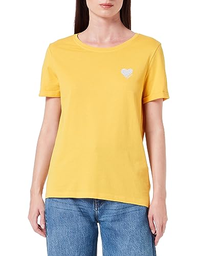 Bestseller A/S Onlkita S/S Logo Top Noos koszulka damska, Złoty pręt/nadruk: srebrny brokat serce, XL