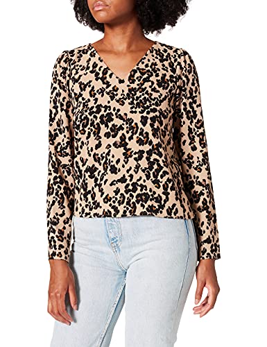 Vero Moda Damska bluzka Vmsaga Ls z dekoltem w serek WVN Ga, Nomad/Aop:fenya, M