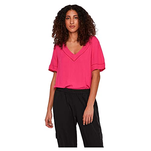 VIMESA Detail dekolt w serek S/S TOP/SU - NOOS, różowy, 36