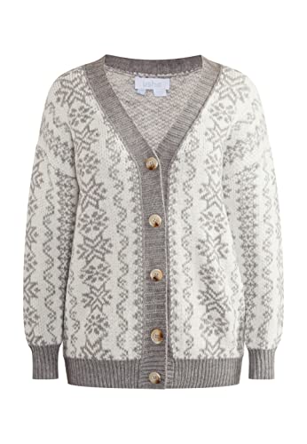 usha BLUE LABEL Damski kardigan oversize, szary biały, XS-S