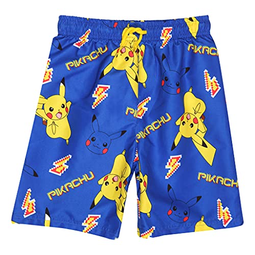 Pokemon Pikachu Running AOP szorty kąpielowe, dla dzieci, 3-14 lat, niebieski/żółty, oficjalny towar, Niebieski/żółty, 3-4 lat