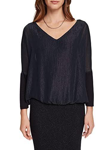 ESPRIT Metaliczna bluzka z szyfonu, 001/Black, XS