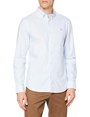 Farah Koszula męska Brewer Slim Fit Cotton Oxford, Błękitny, XXS