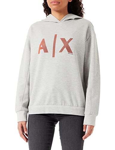 Armani Exchange Damska bluza z kapturem z logo Maxi z przodu bluza z kapturem, Htr szary, XS