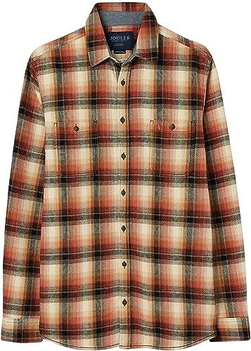 Joules Męska koszula Penstone z długim rękawem klasyczna dopasowana diagonal, imbirowa kratka, S