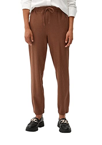 s.Oliver Damskie spodnie dresowe w kratkę 7/8, Brown Check, 46
