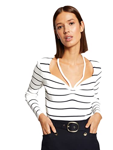 Morgan damski sweter z długim rękawem MUSA Ivory TXL, Kość słoniowa/granatowa, XL